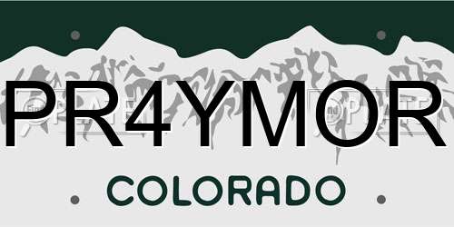 PR4YMOR Colorado License Plate
