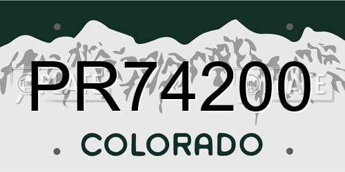 PR74200 Colorado License Plate
