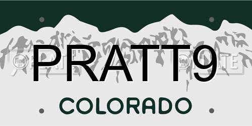 PRATT9 Colorado License Plate