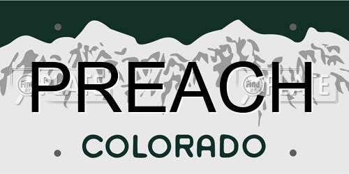 PREACH Colorado License Plate