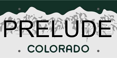 PRELUDE Colorado License Plate