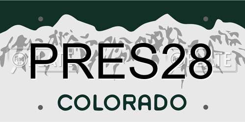 PRES28 Colorado License Plate