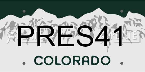 PRES41 Colorado License Plate