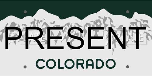 PRESENT Colorado License Plate