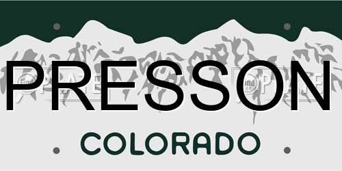 PRESSON Colorado License Plate