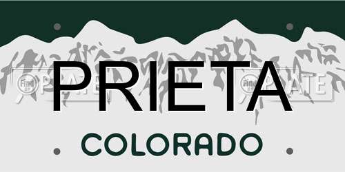 PRIETA Colorado License Plate