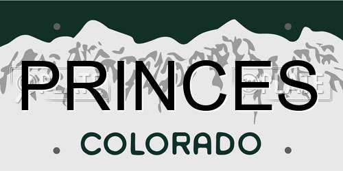 PRINCES Colorado License Plate
