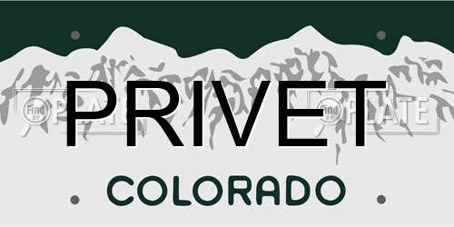 PRIVET Colorado License Plate