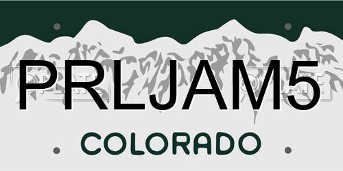 PRLJAM5 Colorado License Plate