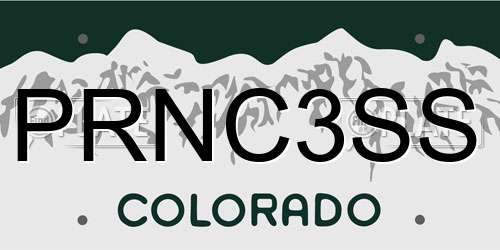 PRNC3SS Colorado License Plate