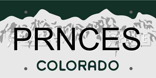 PRNCES Colorado License Plate