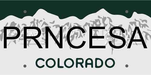 PRNCESA Colorado License Plate