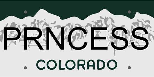 PRNCESS Colorado License Plate