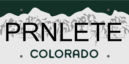 PRNLETE Colorado License Plate