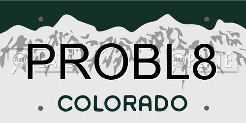 PROBL8 Colorado License Plate
