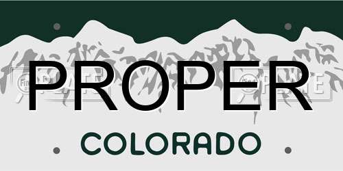 PROPER Colorado License Plate