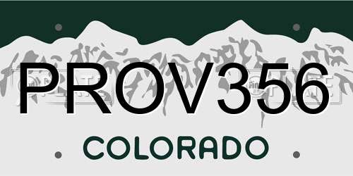 PROV356 Colorado License Plate