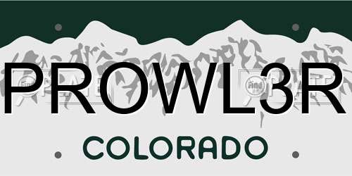 PROWL3R Colorado License Plate