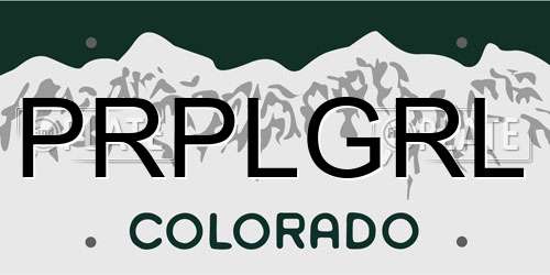 PRPLGRL Colorado License Plate