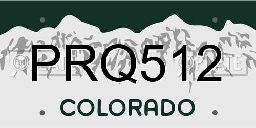 PRQ512 Colorado License Plate