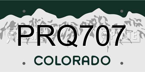 PRQ707 Colorado License Plate