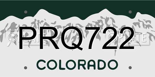 PRQ722 Colorado License Plate
