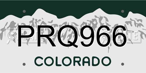 PRQ966 Colorado License Plate