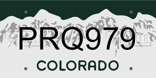 PRQ979 Colorado License Plate