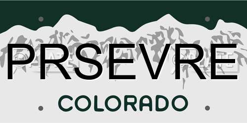 PRSEVRE Colorado License Plate