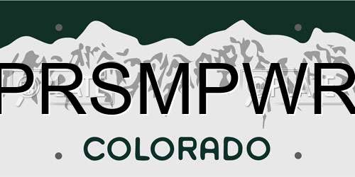 PRSMPWR Colorado License Plate