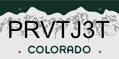 PRVTJ3T Colorado License Plate