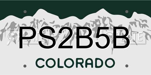 PS2B5B Colorado License Plate