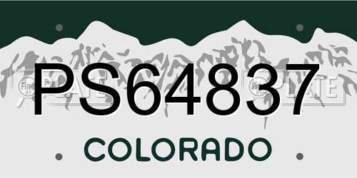 PS64837 Colorado License Plate
