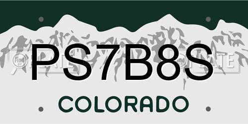 PS7B8S Colorado License Plate