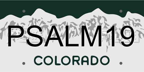 PSALM19 Colorado License Plate