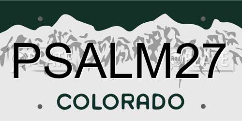 PSALM27 Colorado License Plate