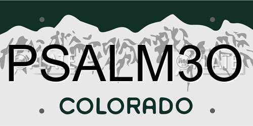 PSALM3O Colorado License Plate