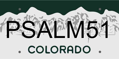 PSALM51 Colorado License Plate