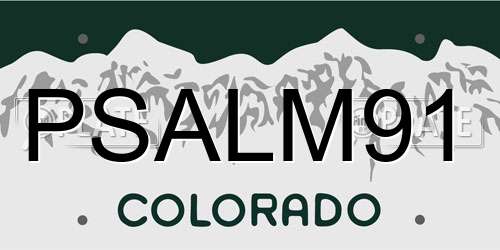PSALM91 Colorado License Plate