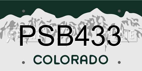 PSB433 Colorado License Plate