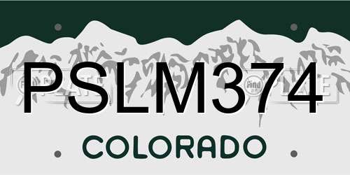 PSLM374 Colorado License Plate