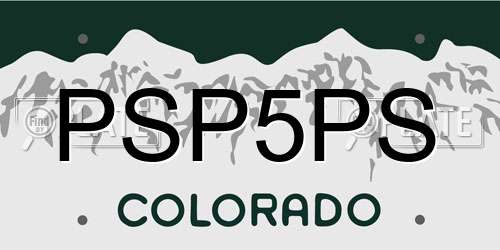 PSP5PS Colorado License Plate