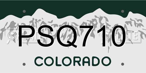 PSQ710 Colorado License Plate