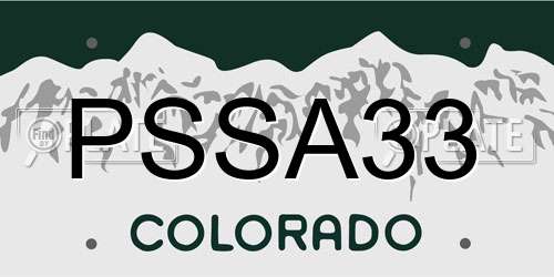PSSA33 Colorado License Plate