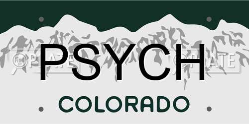 PSYCH Colorado License Plate
