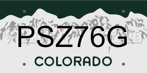 PSZ76G Colorado License Plate