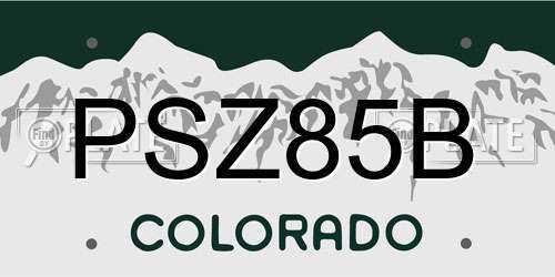 PSZ85B Colorado License Plate