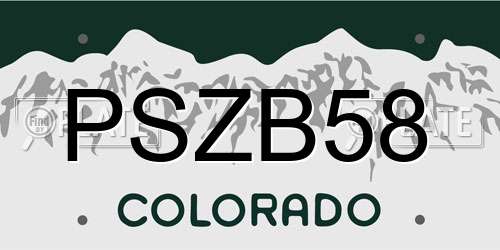PSZB58 Colorado License Plate