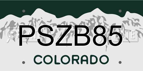 PSZB85 Colorado License Plate