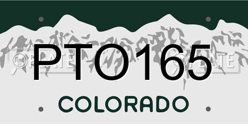 PTO165 Colorado License Plate